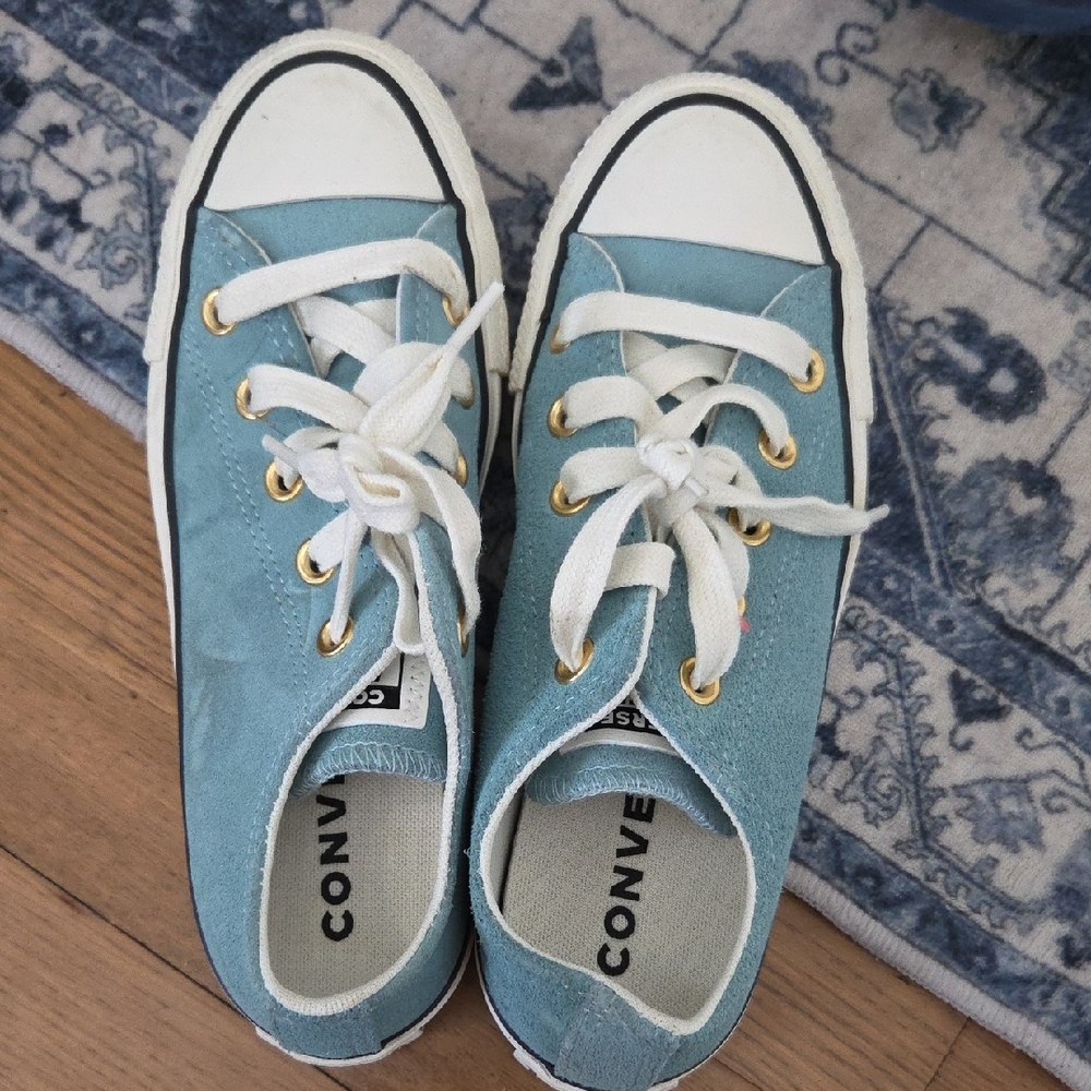 Converse Teal Sneakers with White and Gold Accents
